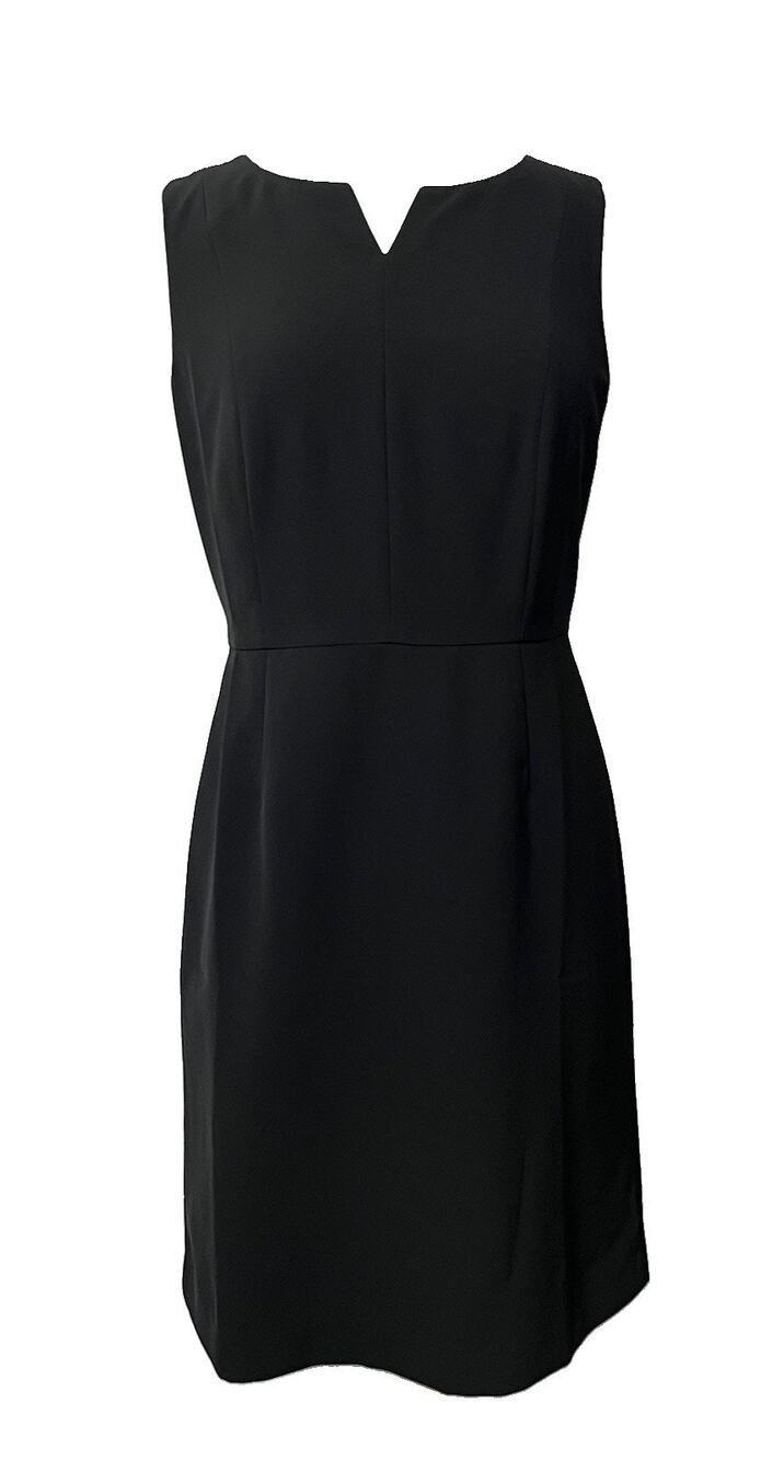 Talbots Black Notch Neck Seamed Sheath Sleeveless Dress Women's 10 Petite